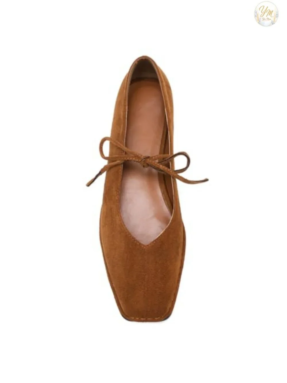 Lace Up Square Toe Ballet Flats Cute Bow Slip On Mary Jane Flats Faux Suede